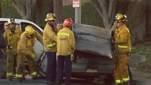 A burned body was found in a car in Cerritos on Dec. 20, 2015. (Credit: KTLA)